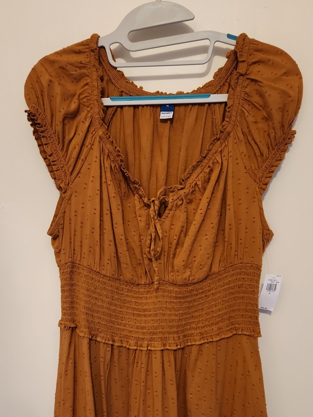 NWT Old Navy Rust Brown Maxi Dress with Smocked Waist and Ruffle Hem - Picture 2 of 10